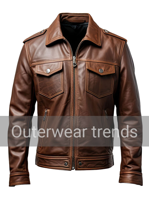 Dark Brown Trucker Leather Jacket