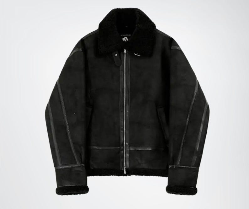 Mens B3 Bomber Black Suede Shearling Jacket