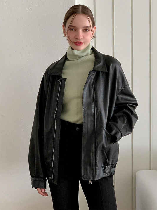 Outerwear Trends 90s Vintage Womens Oversized Black Bomber Jacket