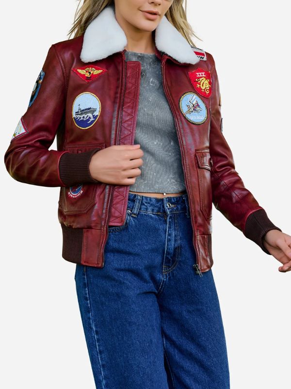 Outerwear Trends Amanda Reddish Brown A2 Leather Bomber Jacket