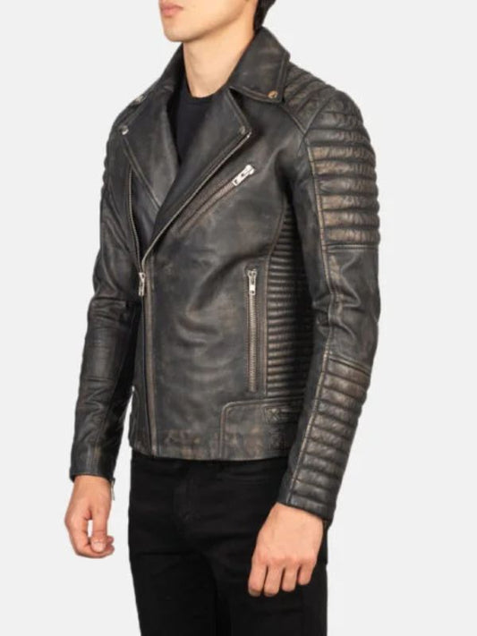 Outerwear Trends Armand Distressed Brown Leather Biker Jacket