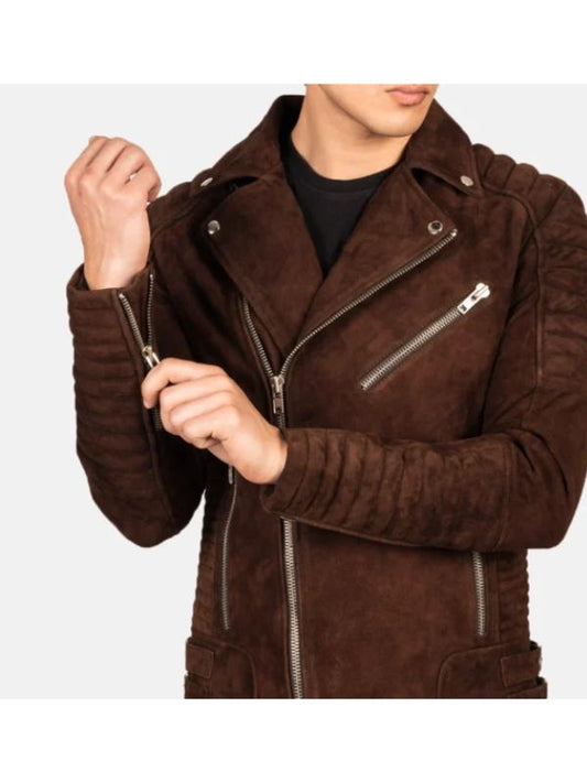 Outerwear Trends Armand Mocha Suede Biker Jacket