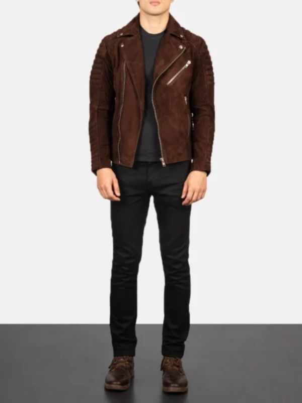 Outerwear Trends Armand Mocha Suede Biker Jacket
