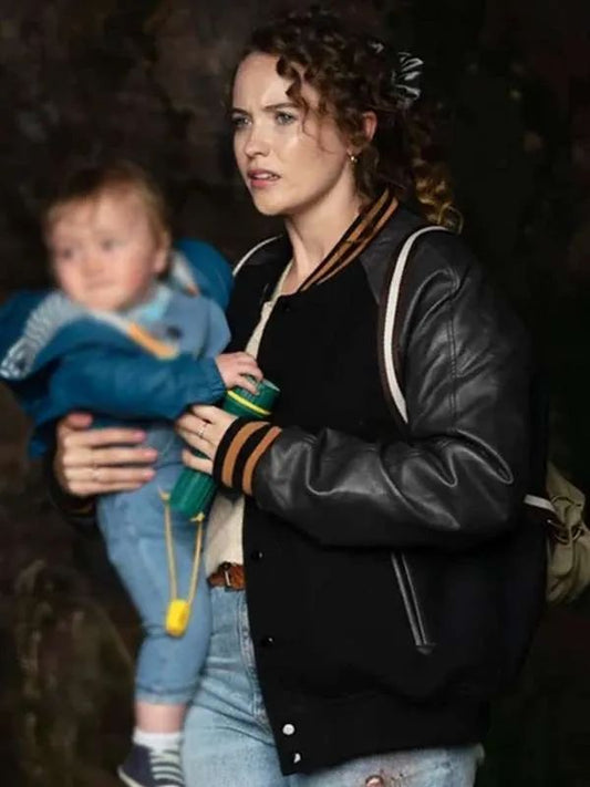 Outerwear Trends Cat Grant TV Series Karen Pirie 2025 Julia Brown Black Varsity Jacket