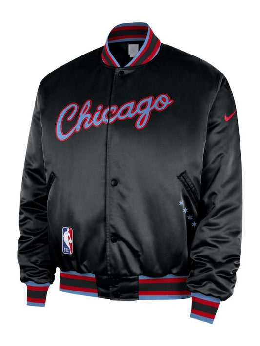 Outerwear Trends Chicago Bulls Nike Black 2025/26 Courtside Bomber Jacket