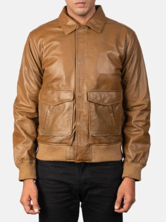 Outerwear Trends Coffmen Olive Brown A2 Leather Bomber Jacket