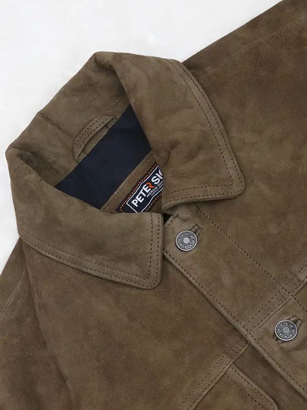 Outerwear Trends Corey Olive Green Suede Trucker Jacket