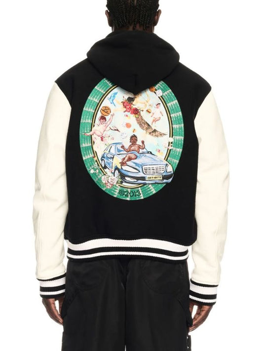 Outerwear Trends Cryst Fresco Oval Lea Wool Varsity Jacket