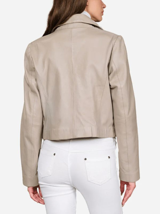 Outerwear Trends Daisy Cropped Leather Biker Jacket