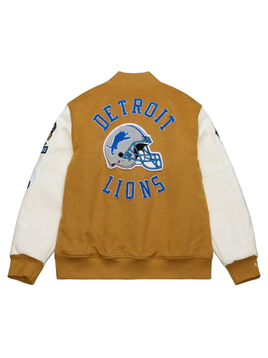 Outerwear Trends Detroit Lions Brown/White Dusted Varsity Jacket