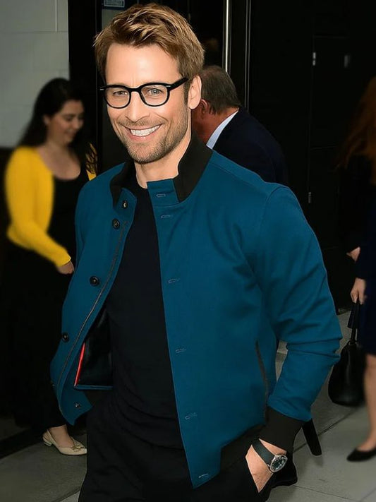 Outerwear Trends Glen Powell Good Morning America Blue Jacket