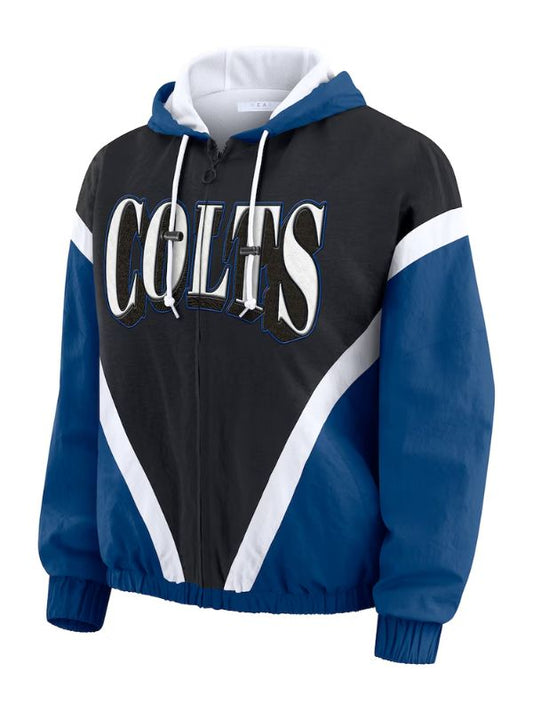 Outerwear Trends Indianapolis Colts Plus Size Retro Crinkle Windbreaker Jacket