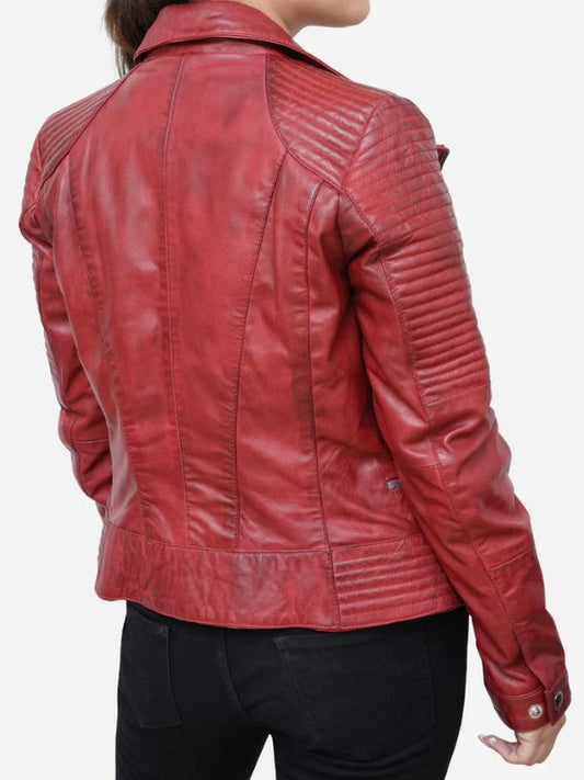 Outerwear Trends Juliette Quilted Wine Red Leather Jacket