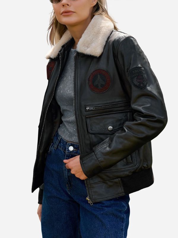 Outerwear Trends Kinsley Black Leather Flight Bomber Jacket