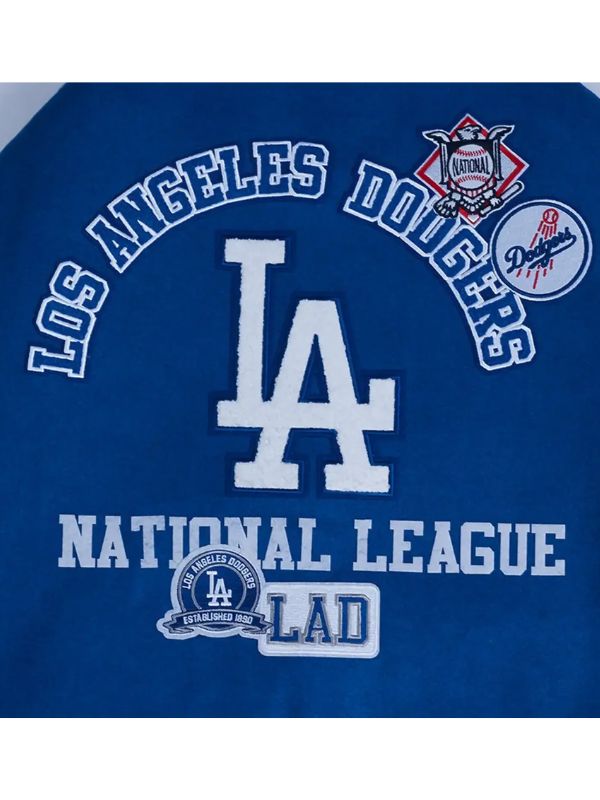 Outerwear Trends LA Dodgers Area Code Rib Wool Varsity Jacket