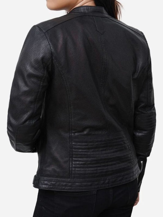 Outerwear Trends Layla Motorcycle Black Vintage Leather Jacket