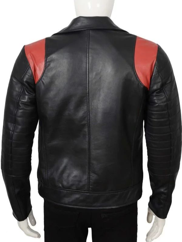 Outerwear Trends Long Flap Collar Real Leather Black Biker Jacket For Men