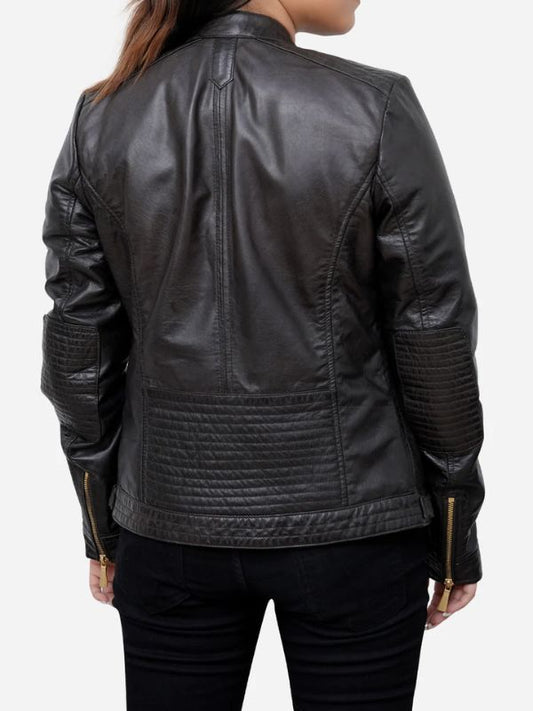 Outerwear Trends Maya Black Sheepskin Classic Moto Leather Jacket