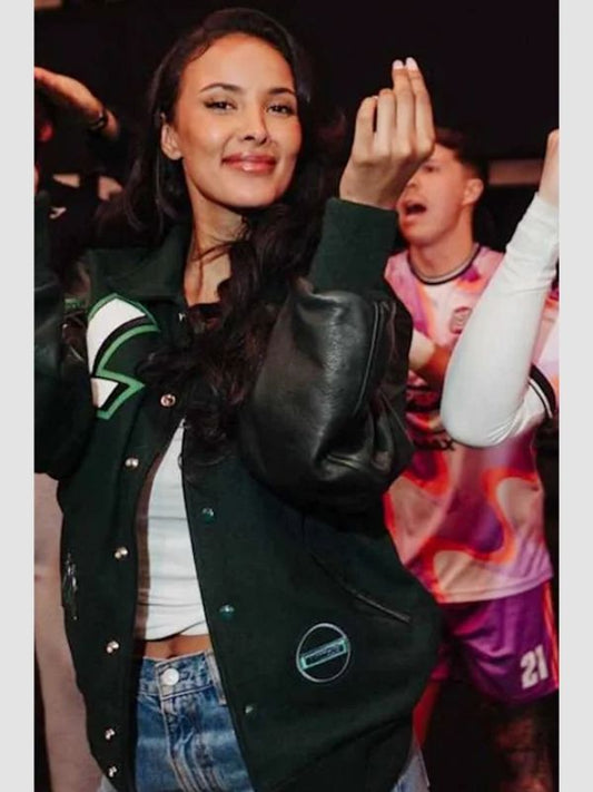 Outerwear Trends Maya Jama Varsity Jacket