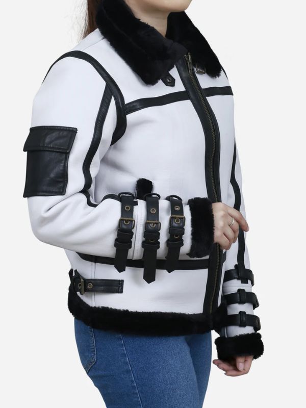 Outerwear Trends Medusa Women's White Leather B3 Bomber Jacket
