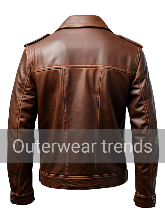 Outerwear Trends Men’s Dark Brown Trucker Leather Jacket