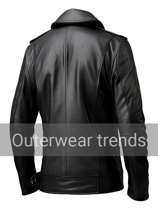 Outerwear Trends Men’s Genuine Sheepskin Double Breasted Black Peacoat