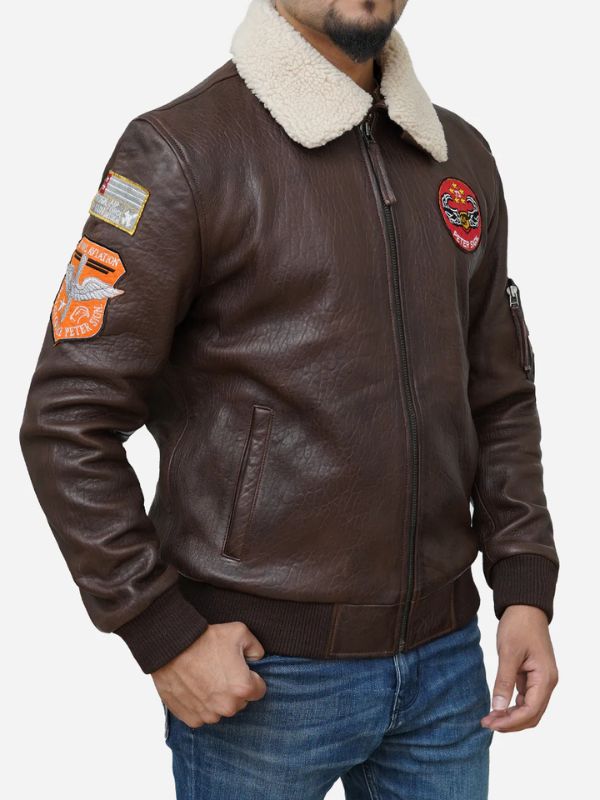 Outerwear Trends Men's Walnut Brown Leather Flight Bomber Jacket