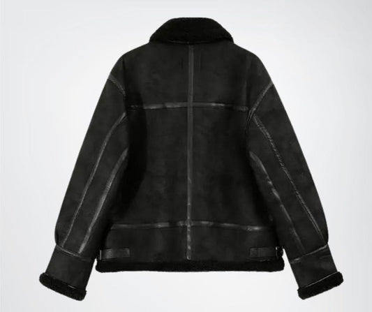 Outerwear Trends Mens B3 Bomber Black Suede Shearling Jacket