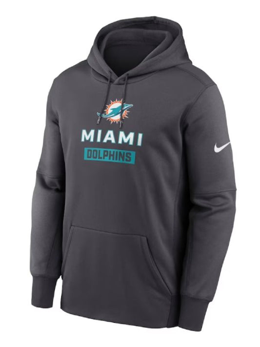 Outerwear Trends Miami Dolphins Nike Anthracite Toss Sweep Performance Hoodie