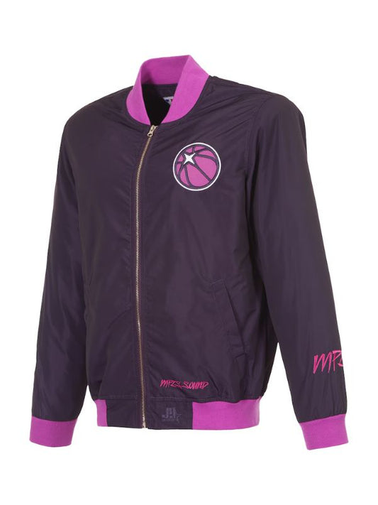 Outerwear Trends Minnesota Timberwolves JH Design Purple Bomber Jacket