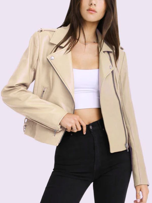 Outerwear Trends Neighbours 2025 Sadie Rodwell Beige Leather Jacket