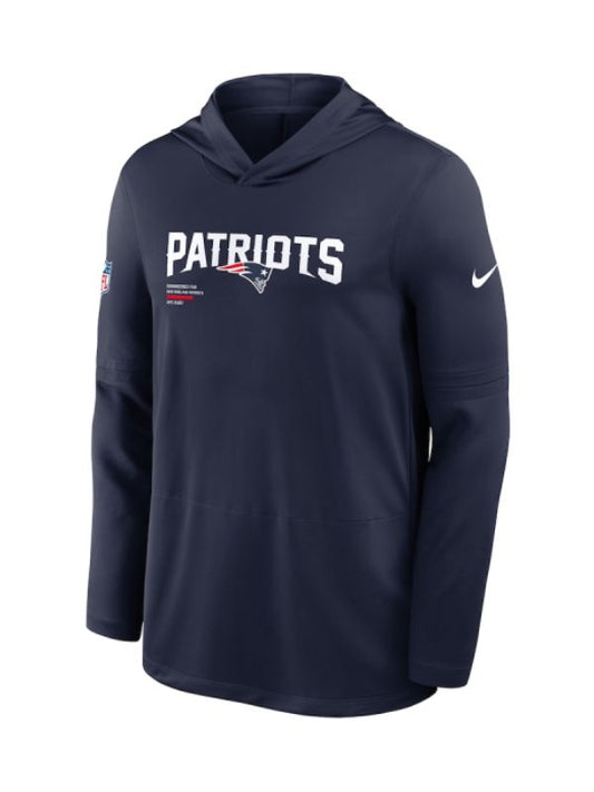 Outerwear Trends New England Patriots Sideline Performance Long Sleeve Hoodie T-Shirt