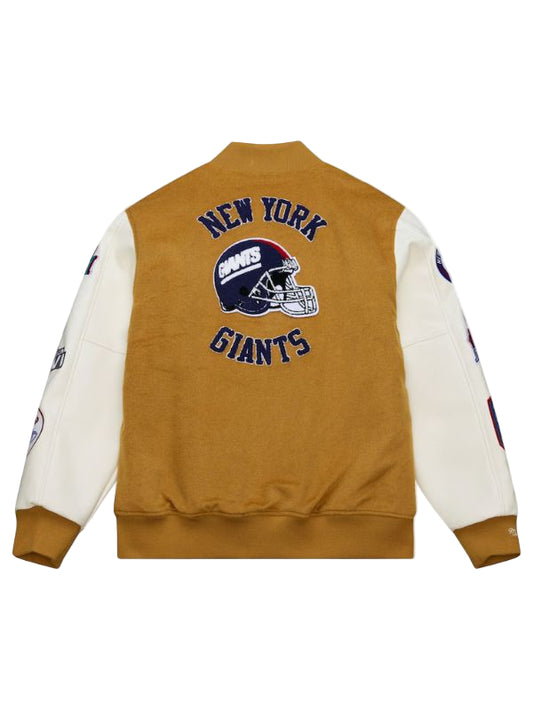 Outerwear Trends New York Giants Brown/White Dusted Varsity Jacket