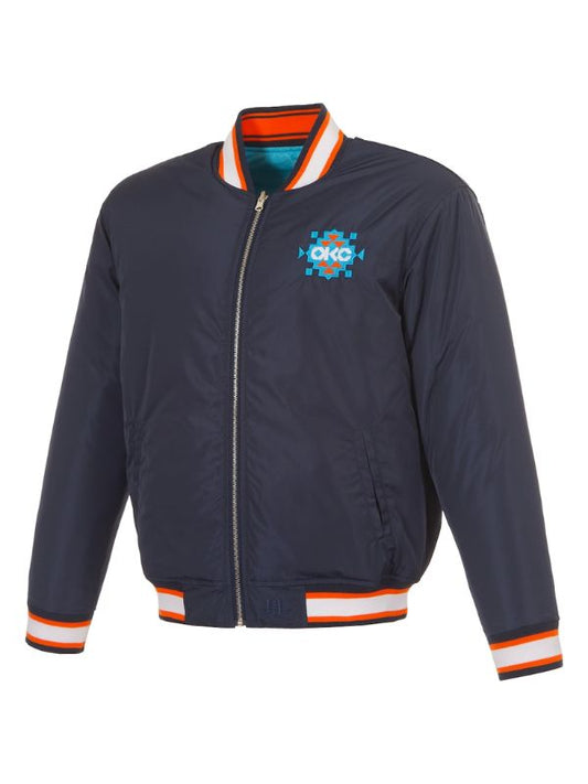 Outerwear Trends Oklahoma City Thunder JH Design Navy/Light Blue Reversible Jacket
