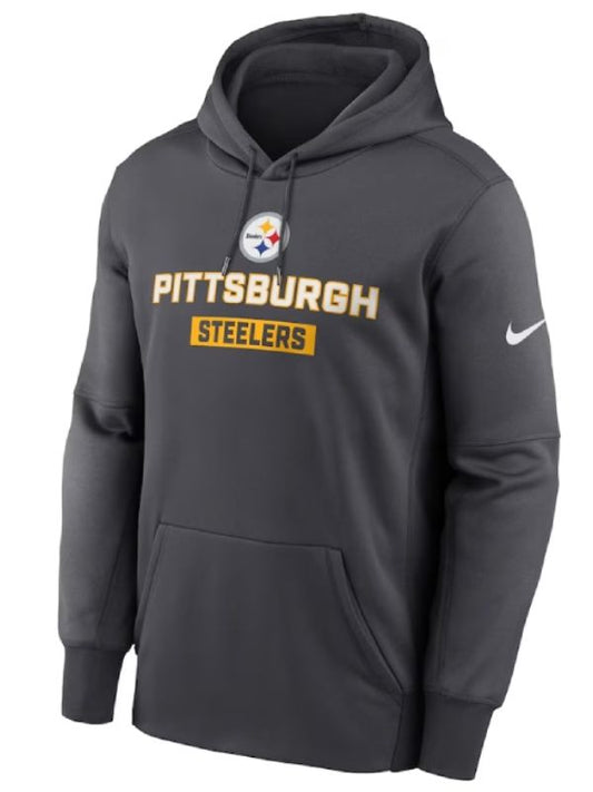 Outerwear Trends Pittsburg Steelers Nike Anthracite Toss Sweep Performance Hoodie