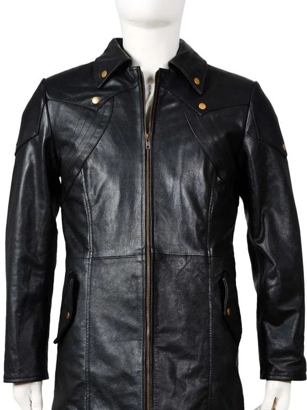 Outerwear Trends Real Leather Black Long Coat For Men