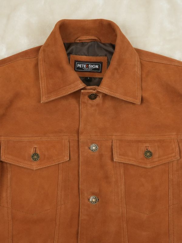 Outerwear Trends Ricardo Brown Leather Suede Trucker Jacket