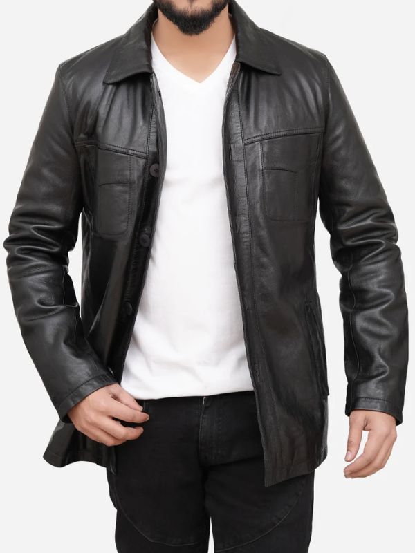 Outerwear Trends Ronnie Genuine Black Leather Trucker Jacket