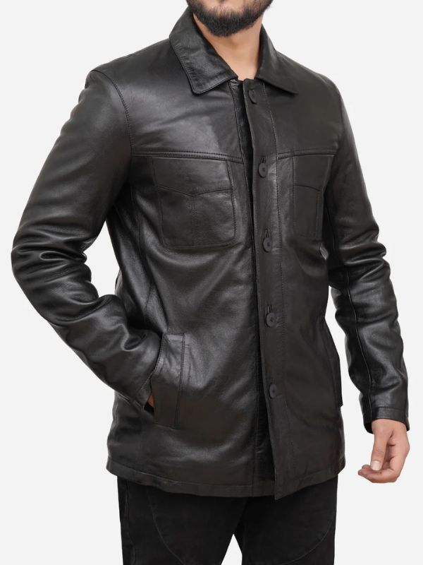 Outerwear Trends Ronnie Genuine Black Leather Trucker Jacket