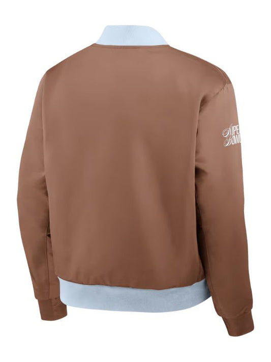 Outerwear Trends Super Bowl LX Nike Brown Legacy Bomber Jacket