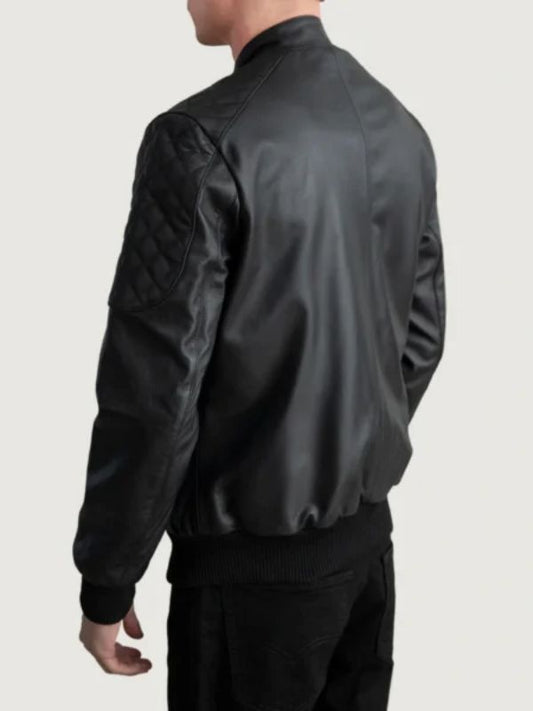 Outerwear Trends Sven Black Leather Bomber Jacket