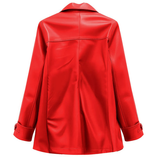 Outerwear Trends Women’s Genuine Sheepskin Double Breasted Red Peacoat
