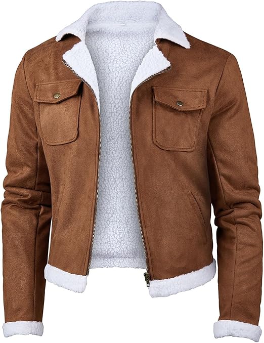 Mens B3 Vintage Aviator Brown Suede Shearling Jacket