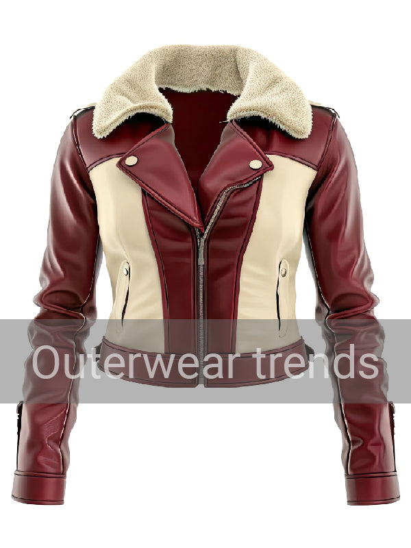 B3 Aviator Pilot Beige Maroon Jacket Women's 