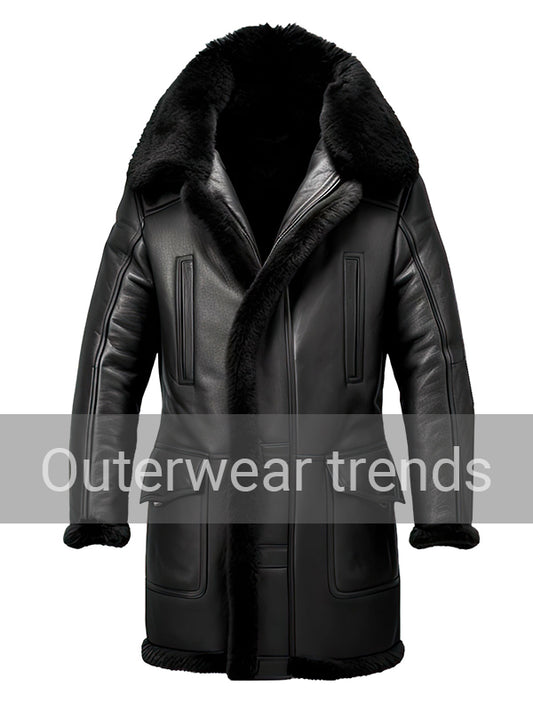 Black Genuine Sheepskin Sherpa Shearling Coat