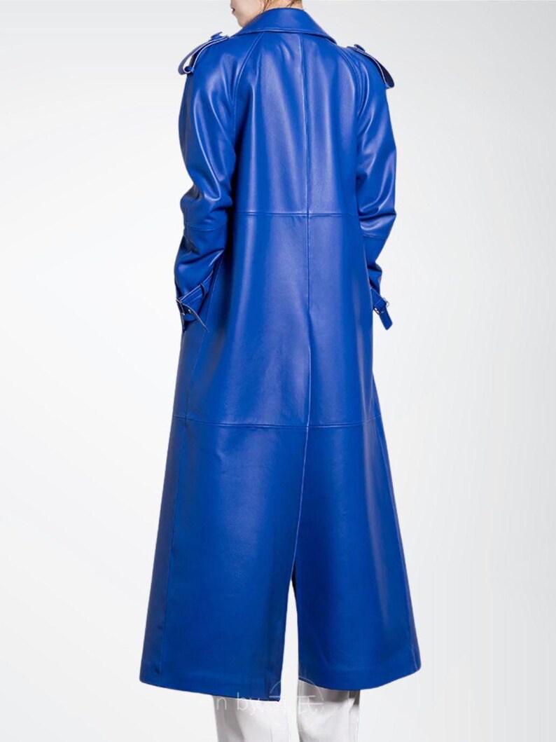 Womens Royal Blue Full Length Trench Coat