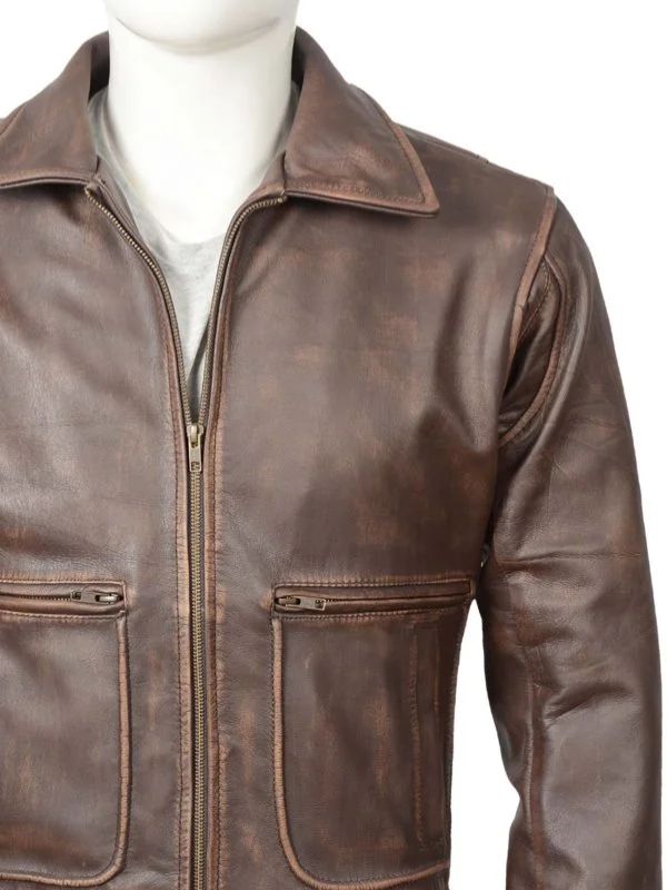 Callister Vintage Bomber Dark Brown Leather Jacket