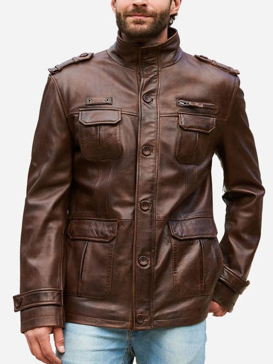 Charming Oliver Distressed Brown Jacket
