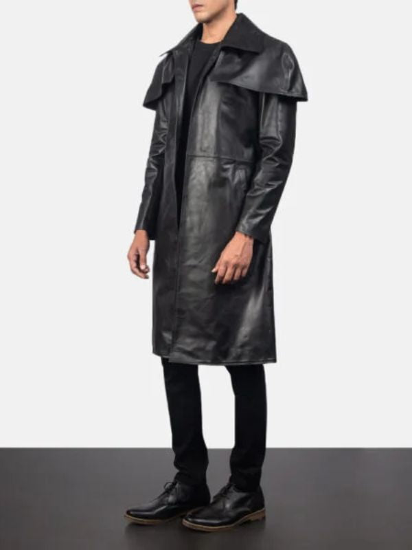 Classic Black Leather Duster