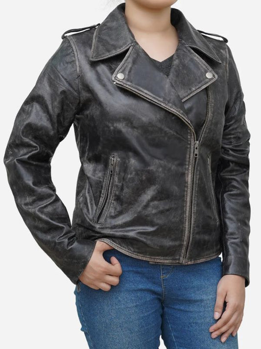 Classic Vintage Distressed Real Leather Biker Jacket